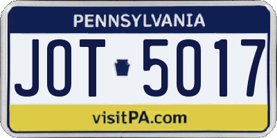 PA license plate JOT5017