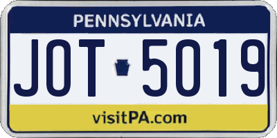 PA license plate JOT5019
