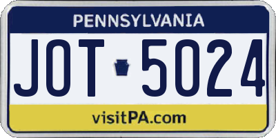 PA license plate JOT5024