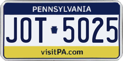 PA license plate JOT5025