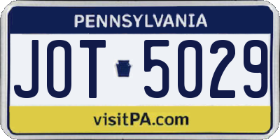PA license plate JOT5029