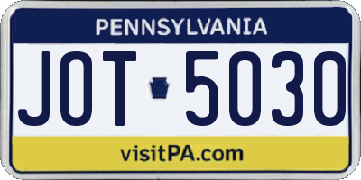 PA license plate JOT5030