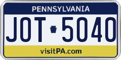 PA license plate JOT5040