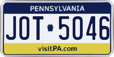 PA license plate JOT5046