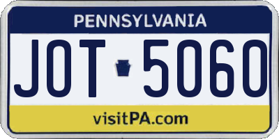 PA license plate JOT5060