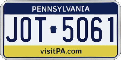 PA license plate JOT5061