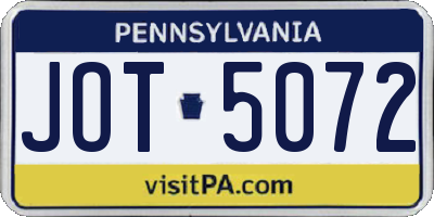 PA license plate JOT5072