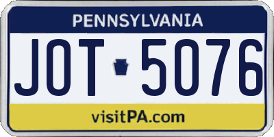 PA license plate JOT5076