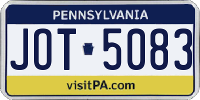 PA license plate JOT5083
