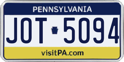 PA license plate JOT5094