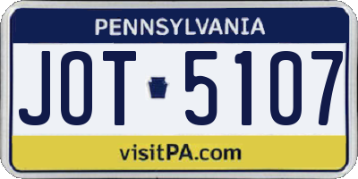 PA license plate JOT5107