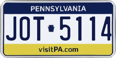 PA license plate JOT5114