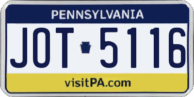 PA license plate JOT5116
