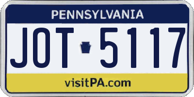 PA license plate JOT5117