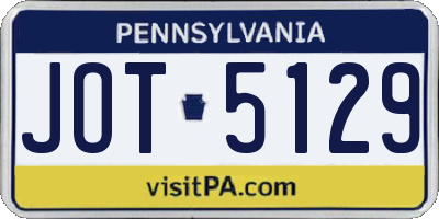 PA license plate JOT5129