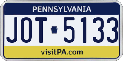 PA license plate JOT5133