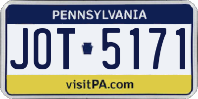PA license plate JOT5171