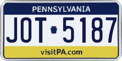 PA license plate JOT5187