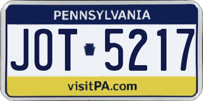 PA license plate JOT5217