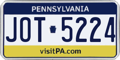 PA license plate JOT5224