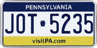 PA license plate JOT5235