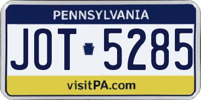 PA license plate JOT5285