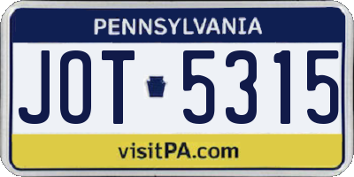 PA license plate JOT5315