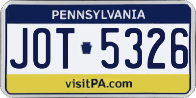 PA license plate JOT5326