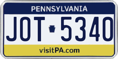 PA license plate JOT5340
