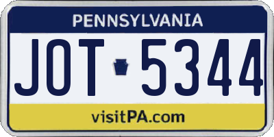 PA license plate JOT5344
