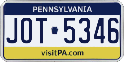 PA license plate JOT5346