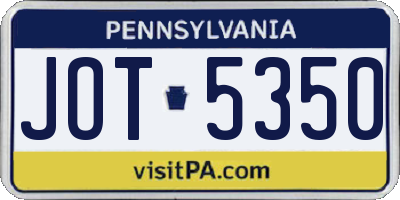 PA license plate JOT5350