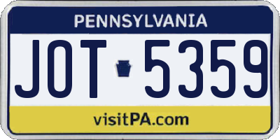 PA license plate JOT5359