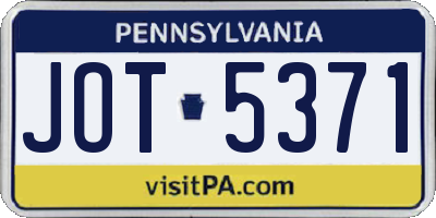 PA license plate JOT5371
