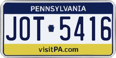 PA license plate JOT5416