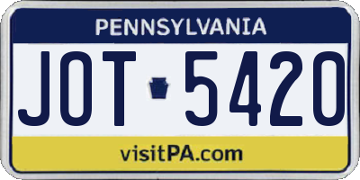 PA license plate JOT5420