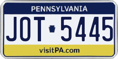 PA license plate JOT5445