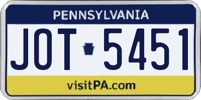 PA license plate JOT5451