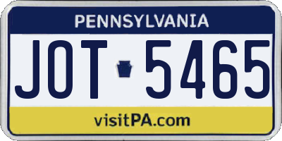 PA license plate JOT5465