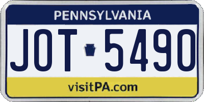 PA license plate JOT5490