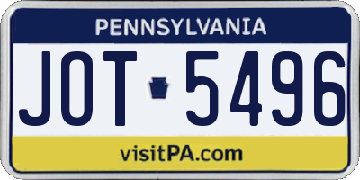 PA license plate JOT5496