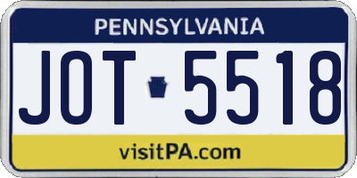 PA license plate JOT5518