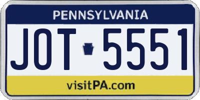 PA license plate JOT5551