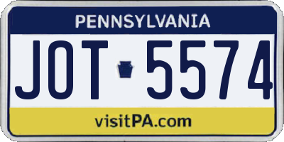 PA license plate JOT5574