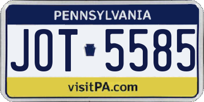 PA license plate JOT5585