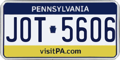 PA license plate JOT5606