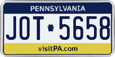PA license plate JOT5658