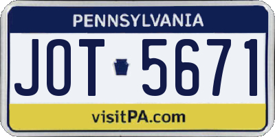PA license plate JOT5671
