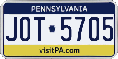 PA license plate JOT5705
