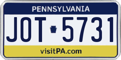 PA license plate JOT5731